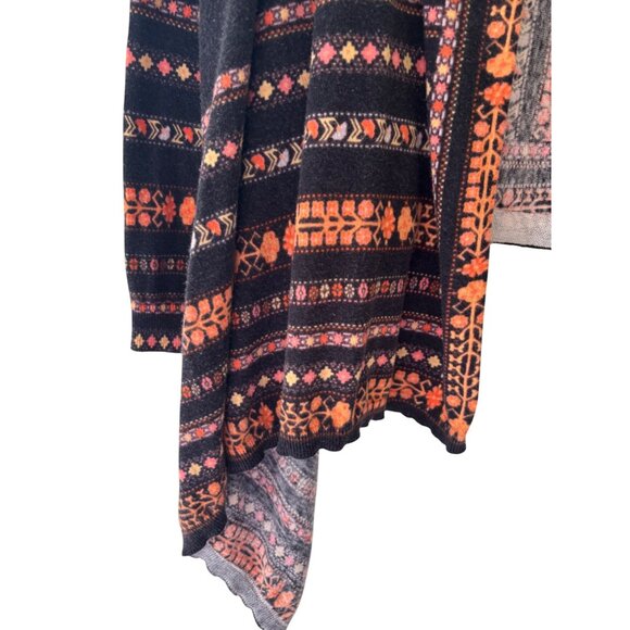 Anthropologie Guinevere Alsace Open Front Cardigan Black Orange Size M - Picture 15 of 15